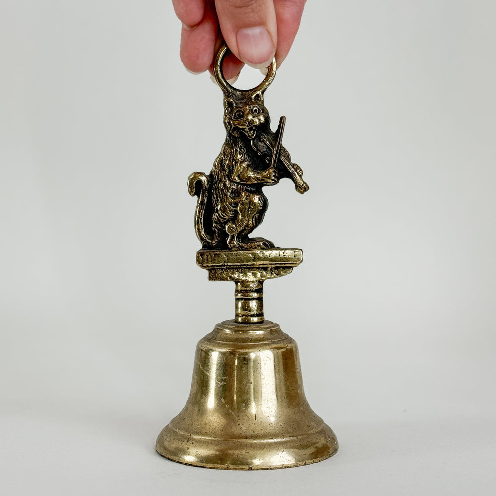 Vintage Brass Fiddle Cat Bell
