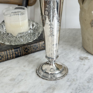 Vintage Silver Etched Tapered Vase