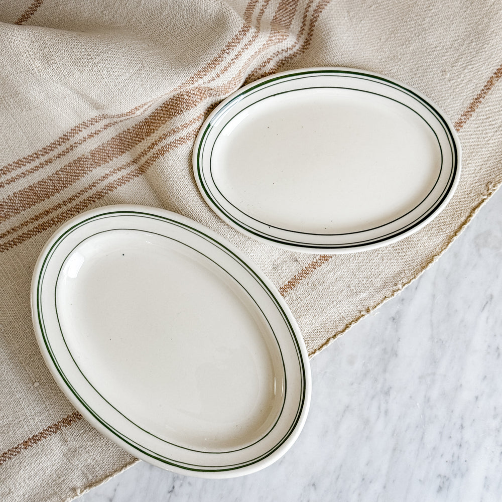 Vintage Green Oval Hotelware Dishes