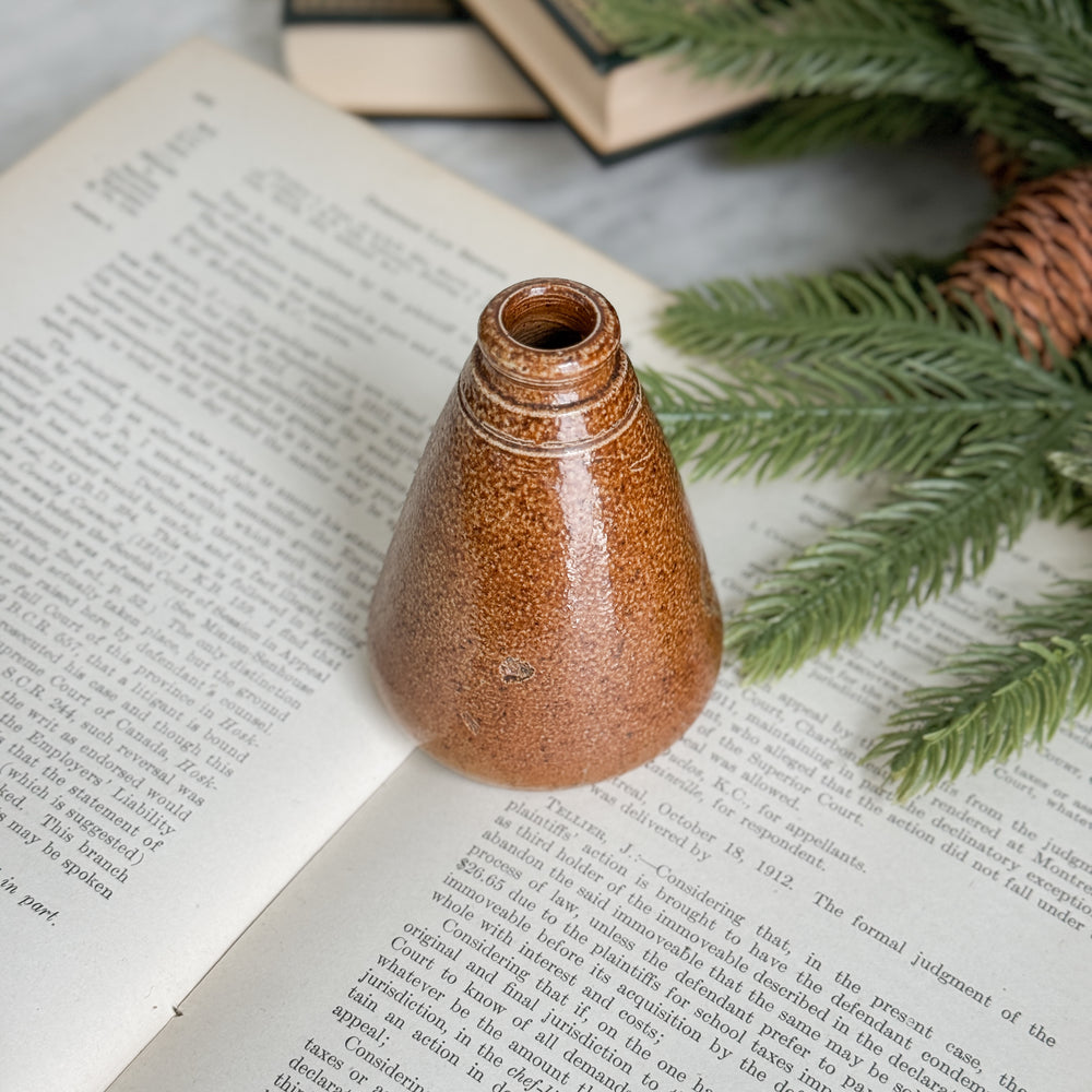 Vintage Stoneware Triangle Stoneware Ink Bottle