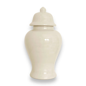 Beige Porcelain Ginger Jar w/ lid.