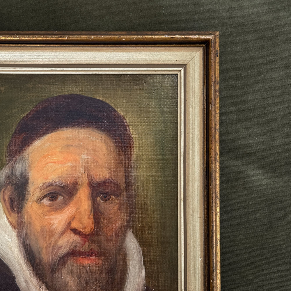 Vintage gentleman oil painting signed