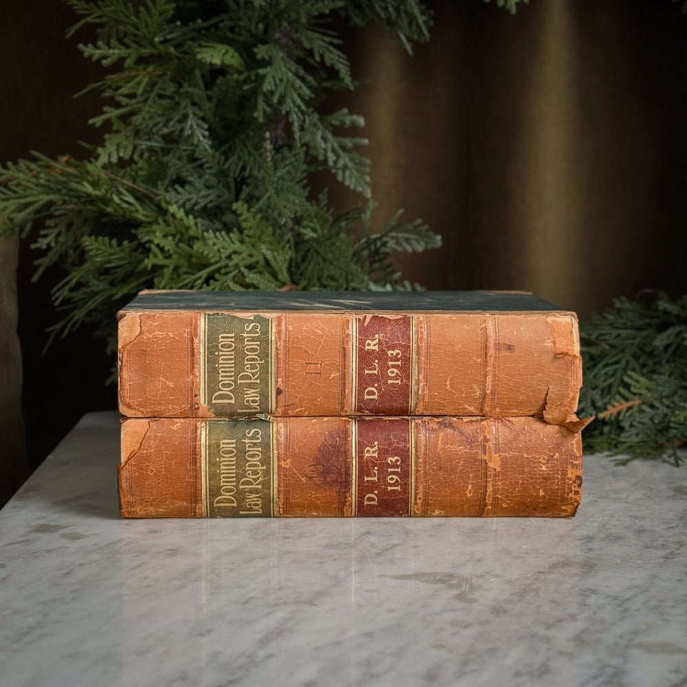 Antique Dominion Leather Law Book Pair.