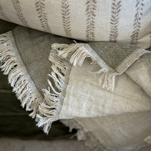 Green Linen Throw.