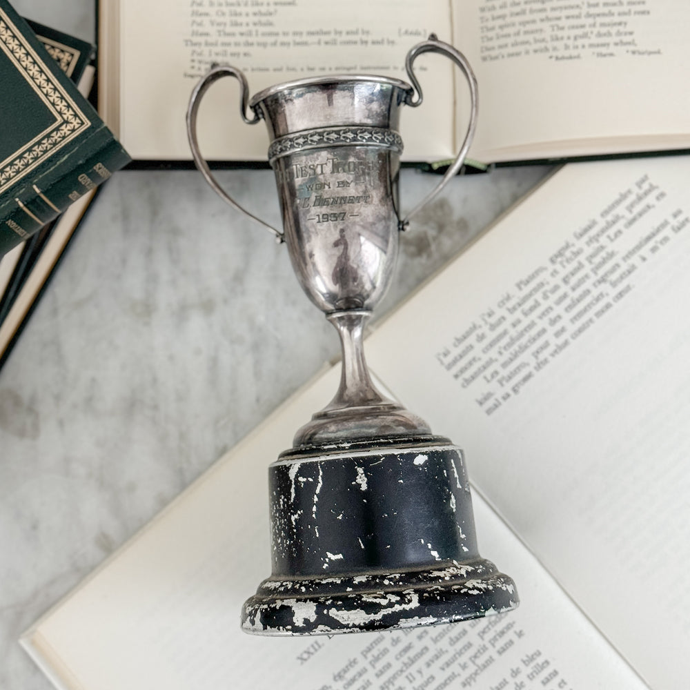 Vintage 1937 Bennett silverplate trophy