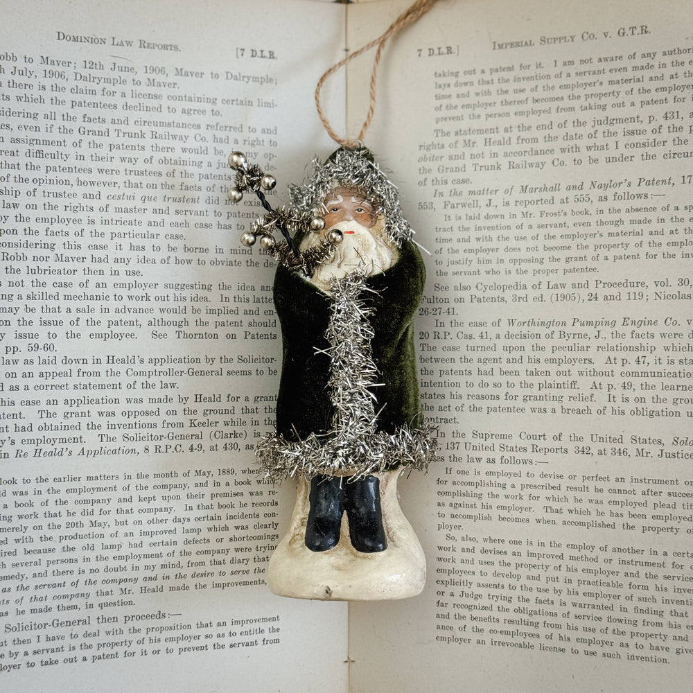 Green Velvet Belsnickle Santa ornament