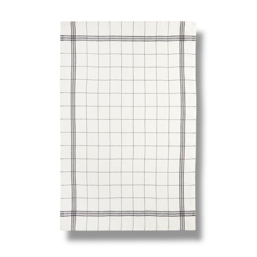 Linen Tea Towel - Ivory Grid