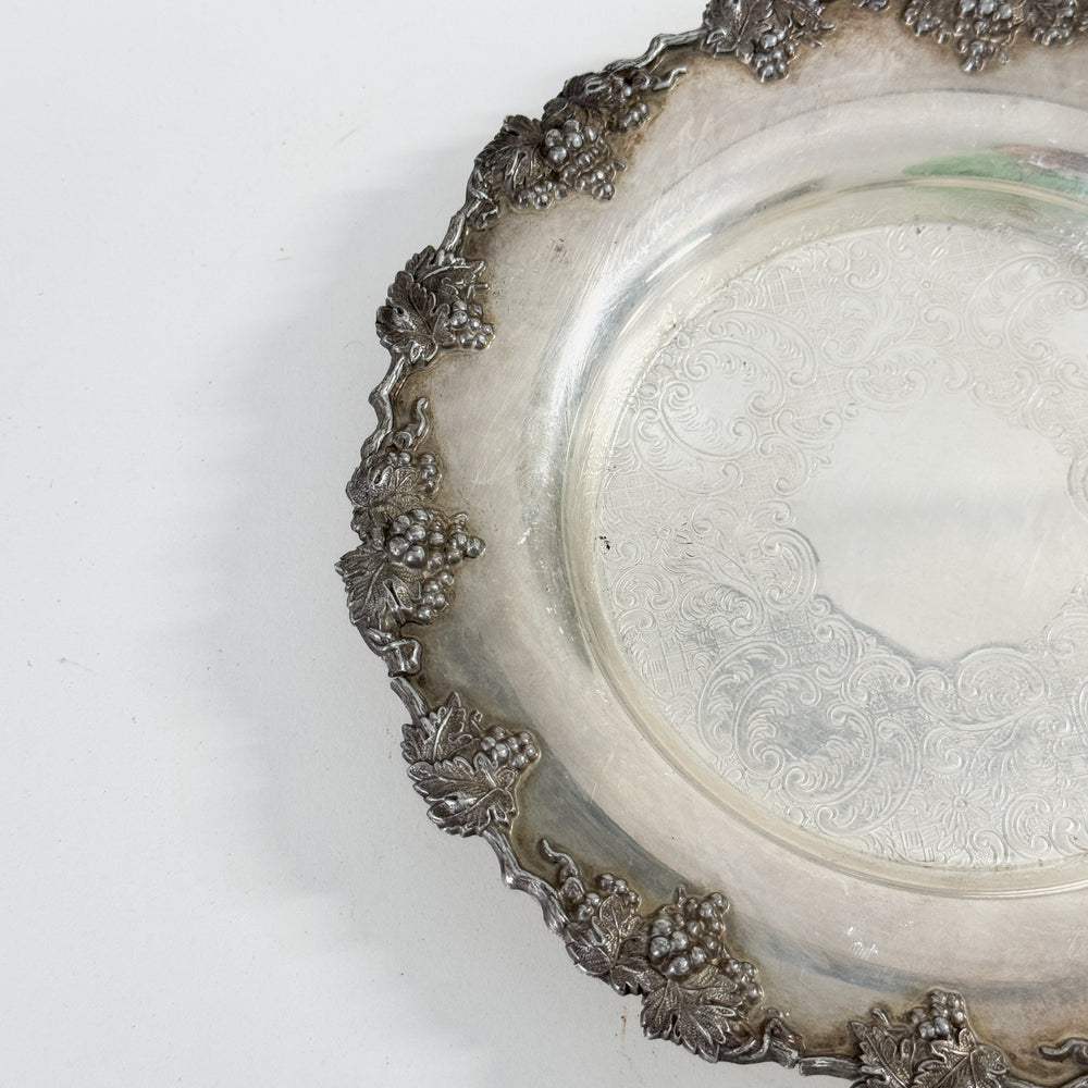 Vintage Silverplate Floral Tray.