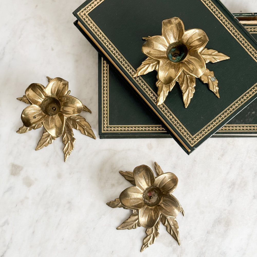 Vintage Brass Flower Taper.