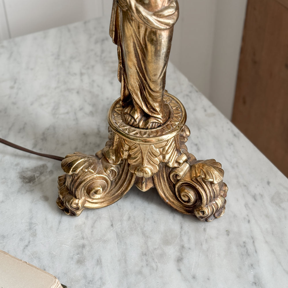 Vintage Brass Lady Lamp w/ Shade