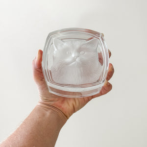 Vintage Glass Cat jewellery box