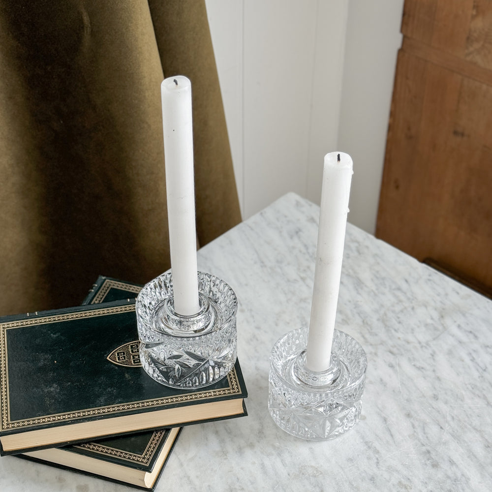 Vintage Heavy Glass Taper Holder.