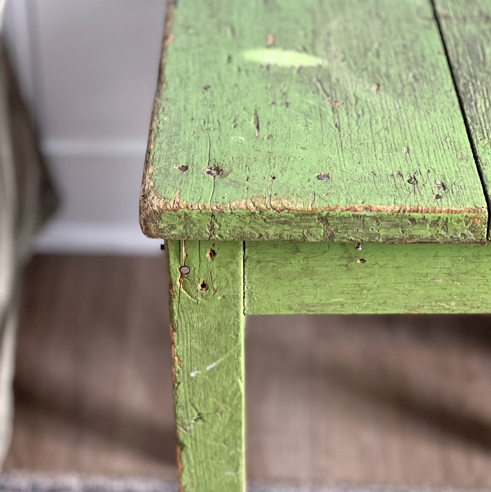 Vintage green painted european stool
