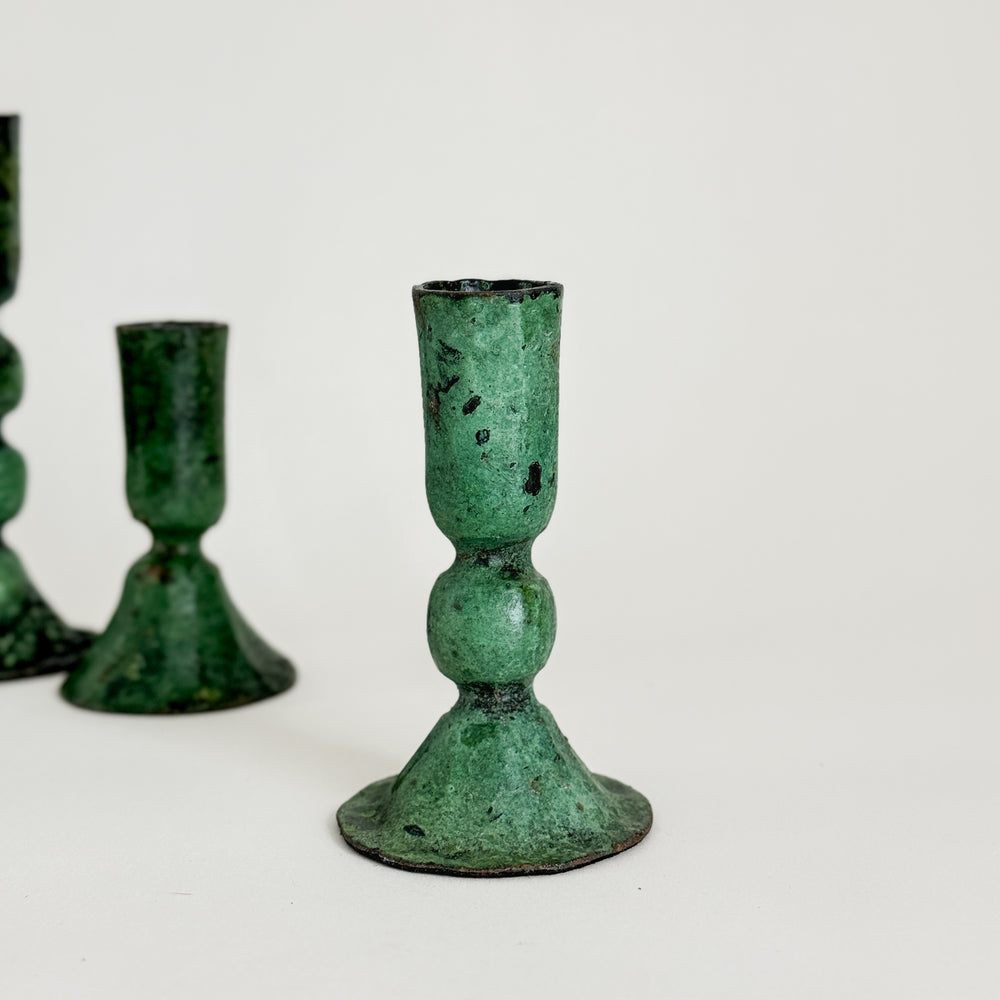 Il Prato green metal taper candleholder