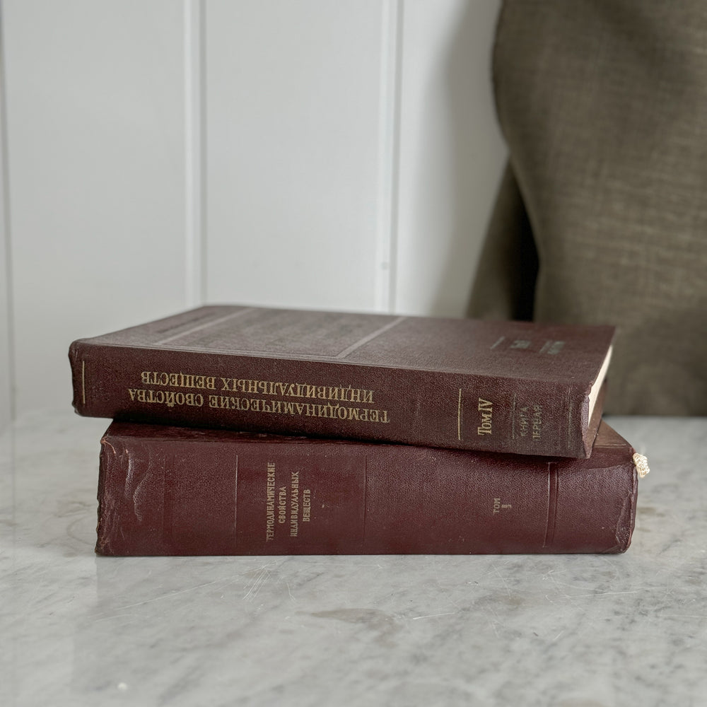 Vintage Brown Book Pair.