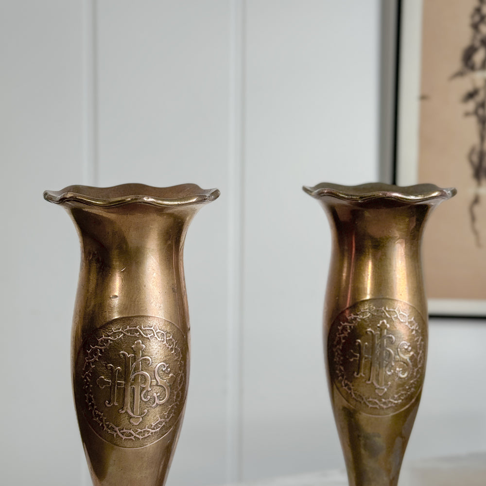 Vintage brass tapered vase