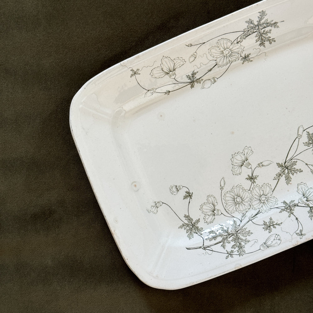 Antique Green Leaf Ironstone Platter