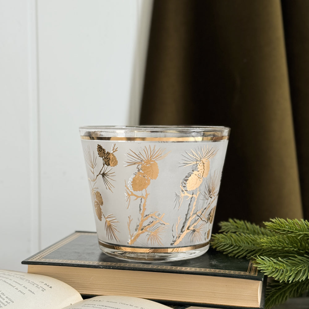 Vintage gold pinecone MCM bucket.