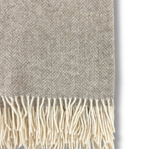 Taupe Herringbone European Wool Blanket.