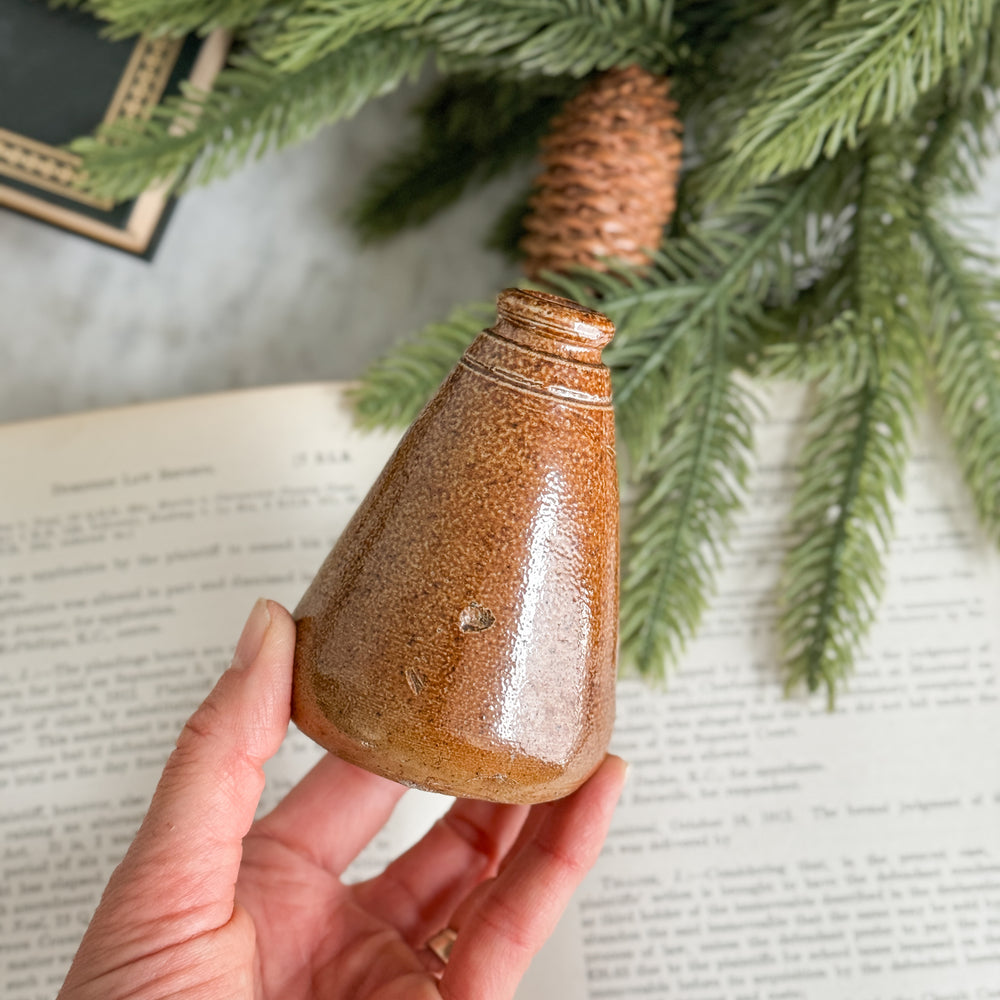 Vintage Stoneware Triangle Stoneware Ink Bottle