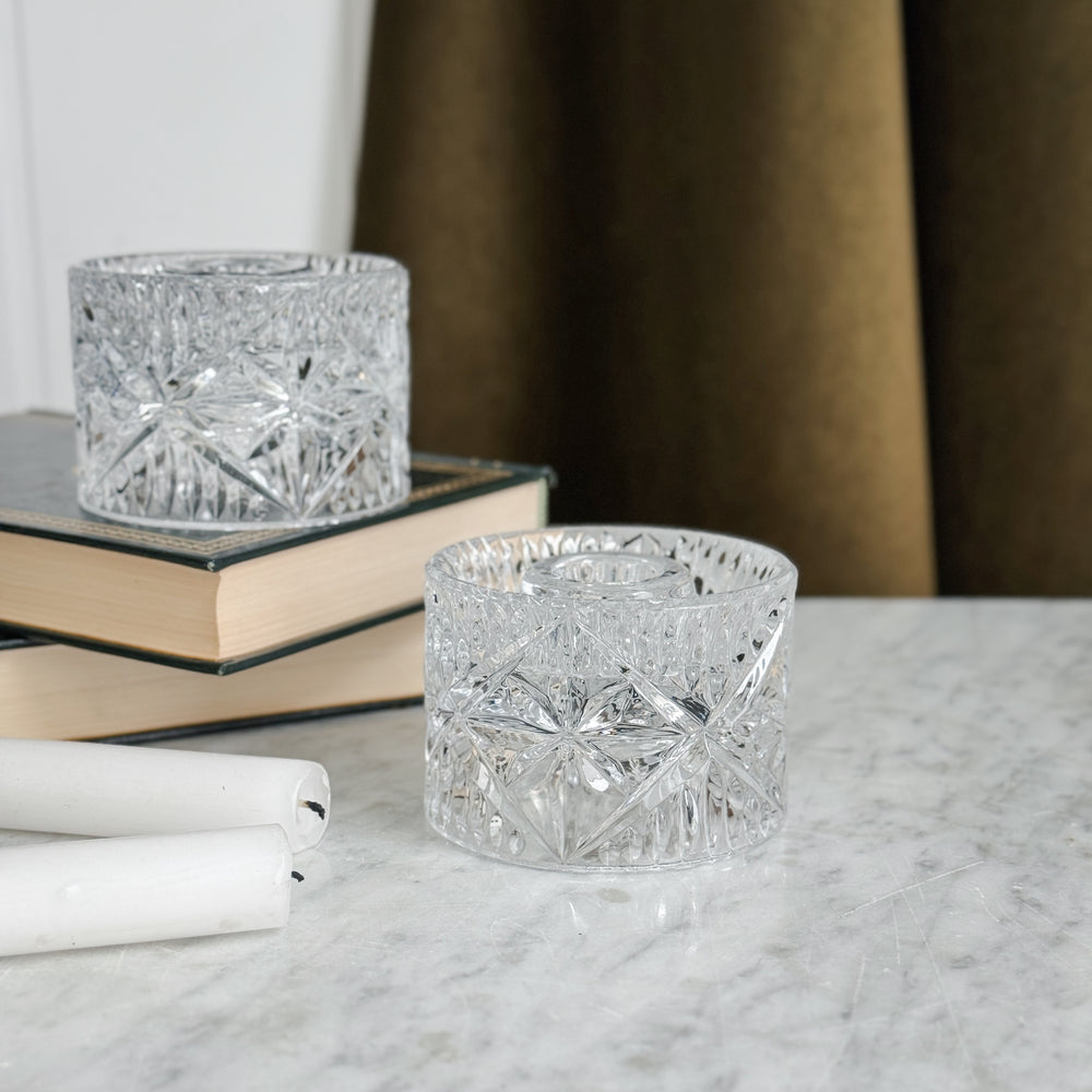 Vintage Heavy Glass Taper Holder.