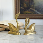 Vintage brass swan pair