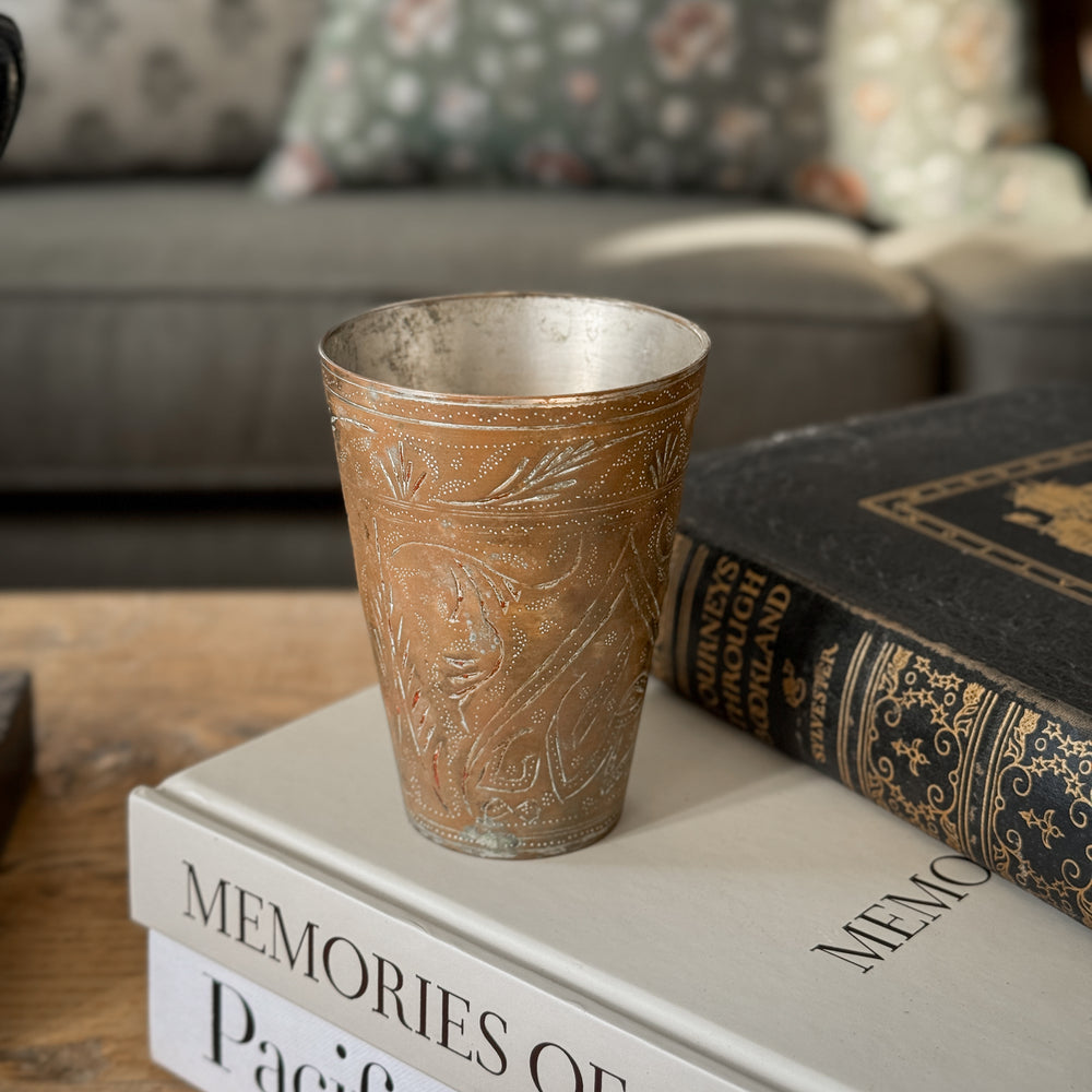 Vintage brass lassi cup