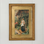 Vintage golden lady pigeon print I.