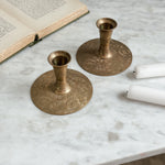 Vintage Brass Etched Taper Pair.