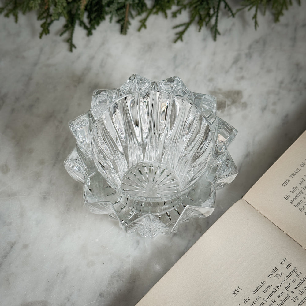 Vintage crystal pointed votive holder.