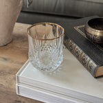 Vintage gold rim crystal glass votive holder.