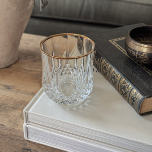 Vintage gold rim crystal glass votive holder.