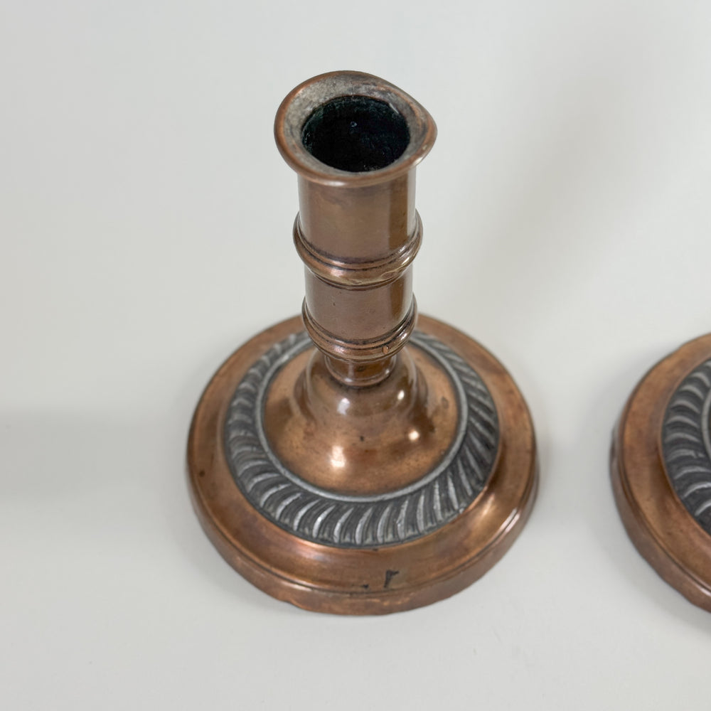 Vintage copper taper candleholder pair.
