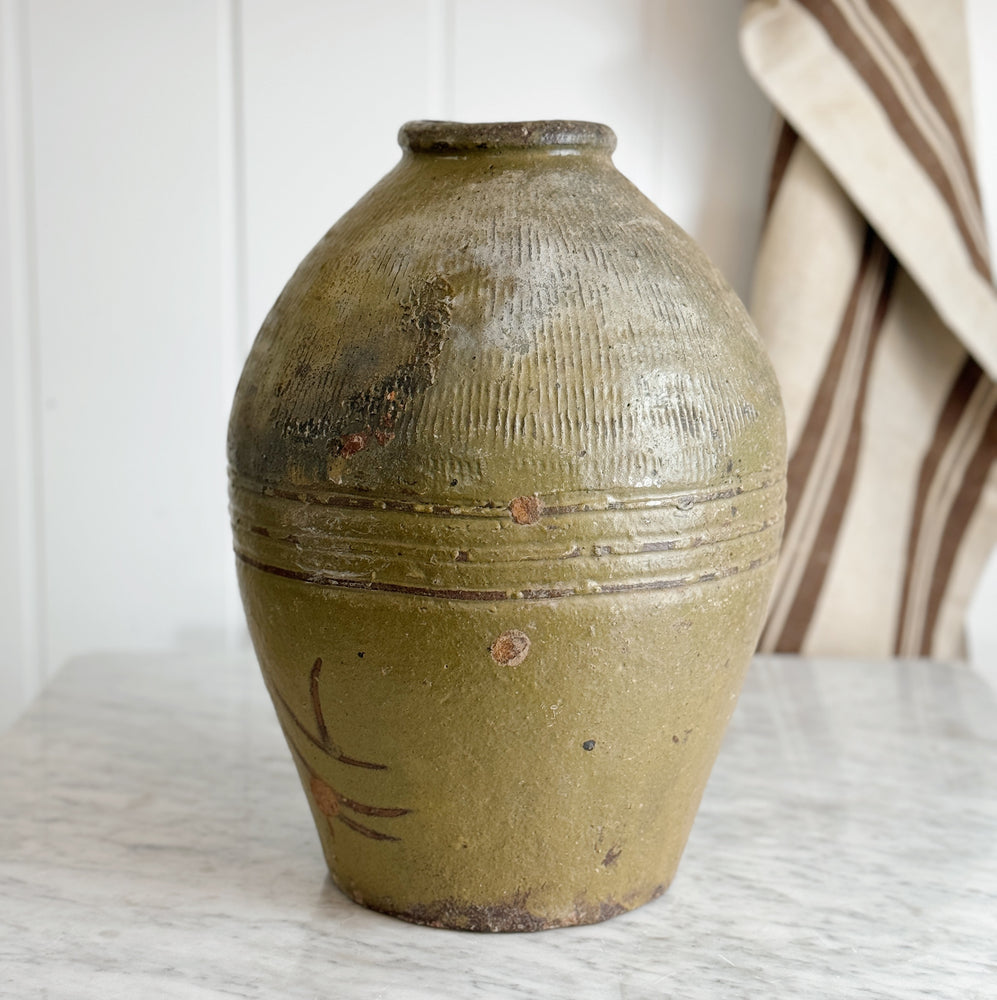Vintage Green Pottery Vase