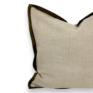 Olive green Velvet Trim 24" Pillow.