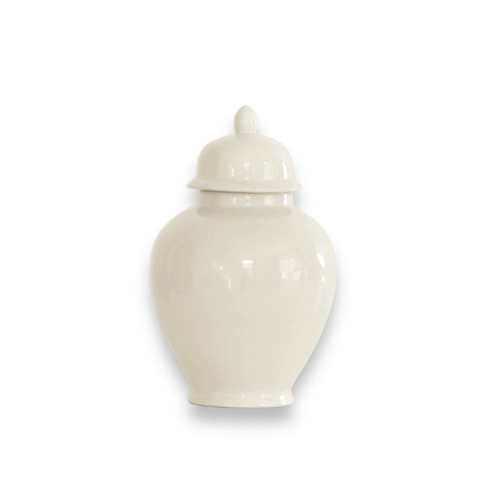 Beige Porcelain Ginger Jar w/ lid.