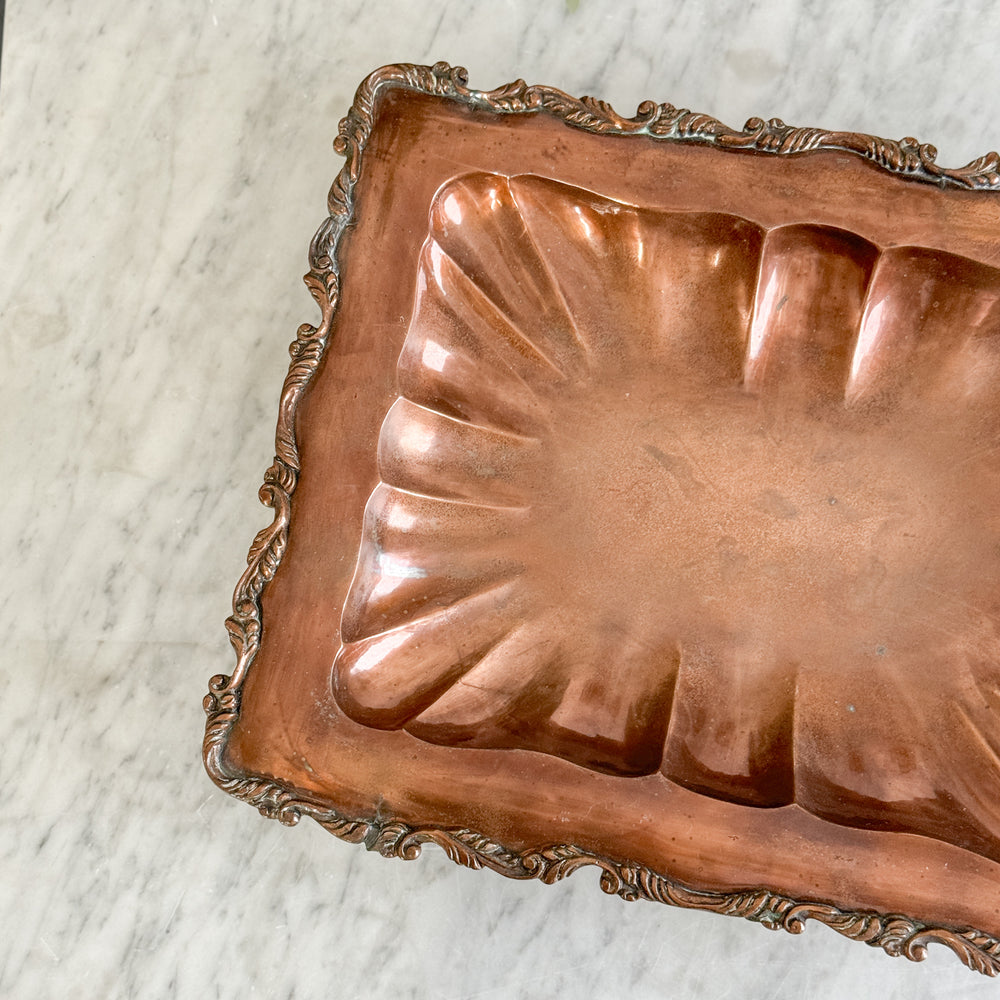 Vintage footed copper tray.