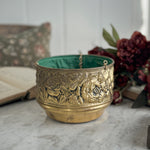 Vintage Brass Rose Hanging Planter.