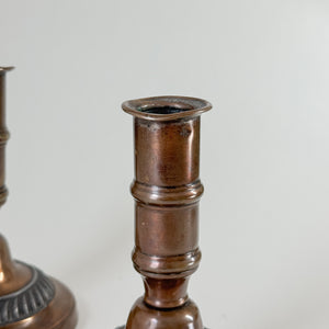 Vintage copper taper candleholder pair.