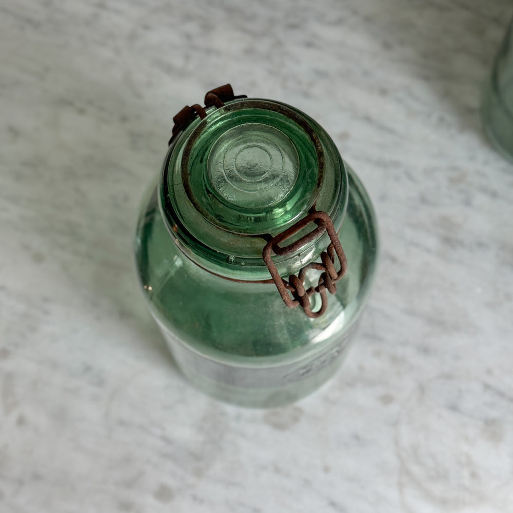 Vintage L green glass canning jar 1.5L- FRANCE