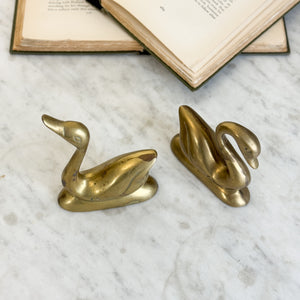 Vintage brass swan pair