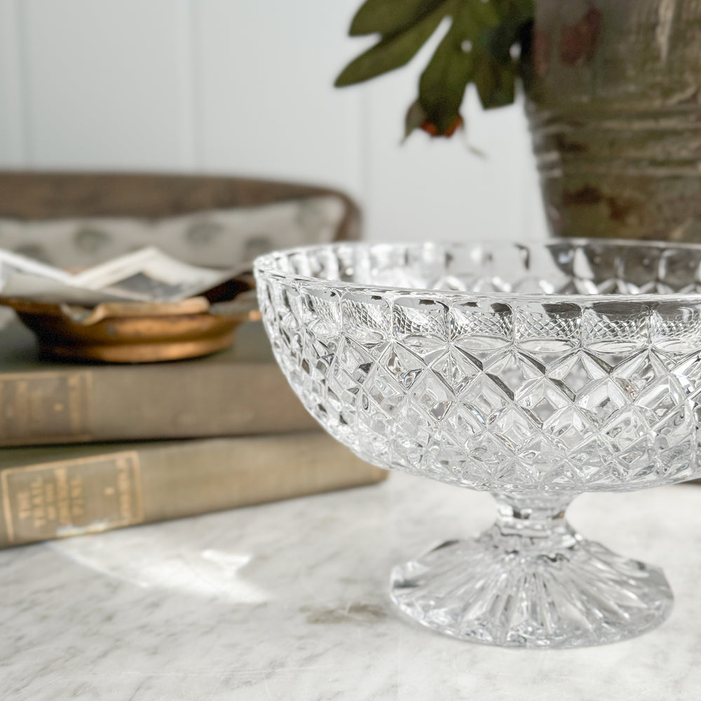 Vintage cut glass pedestal bowl