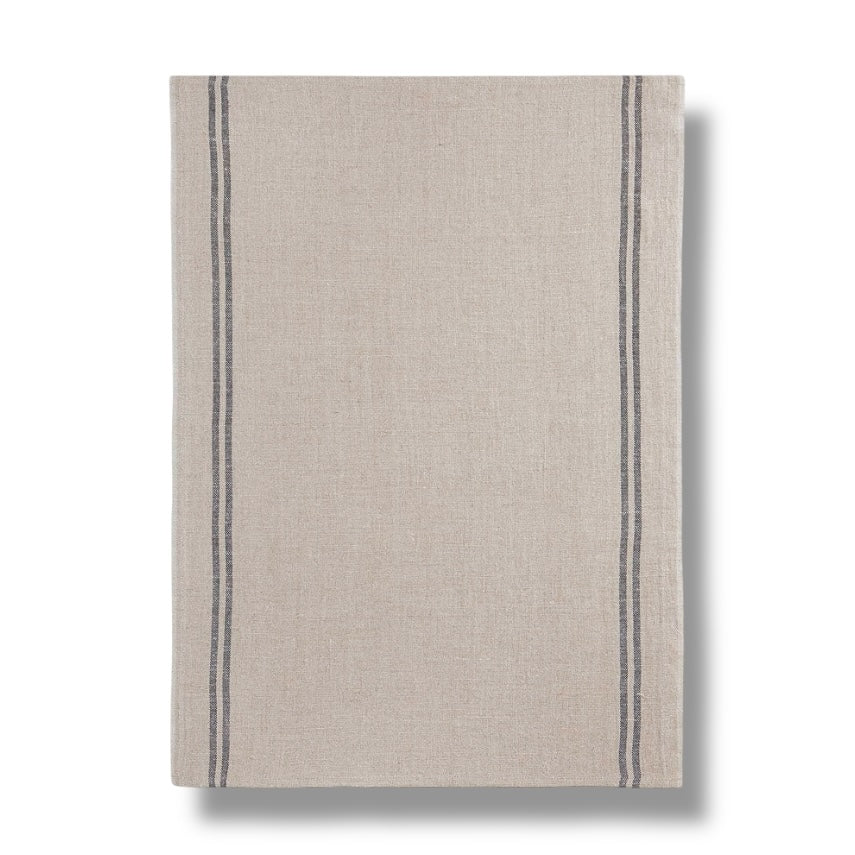 Linen Tea Towel - Black Stripe