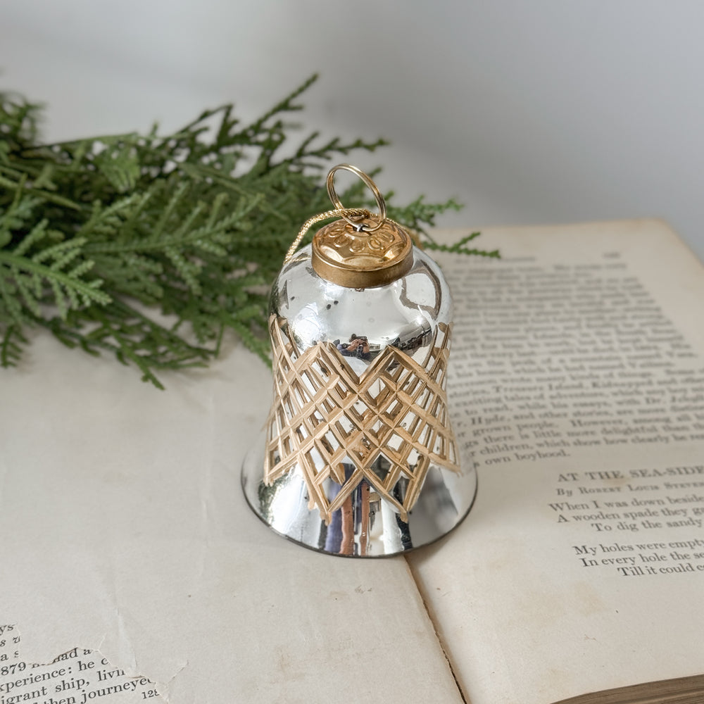 Mercury glass bell ornament.