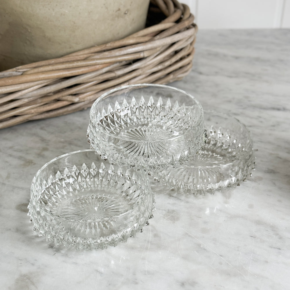 Vintage diamond point glass coaster