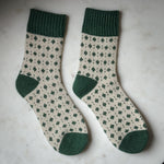 Green wool diamond socks