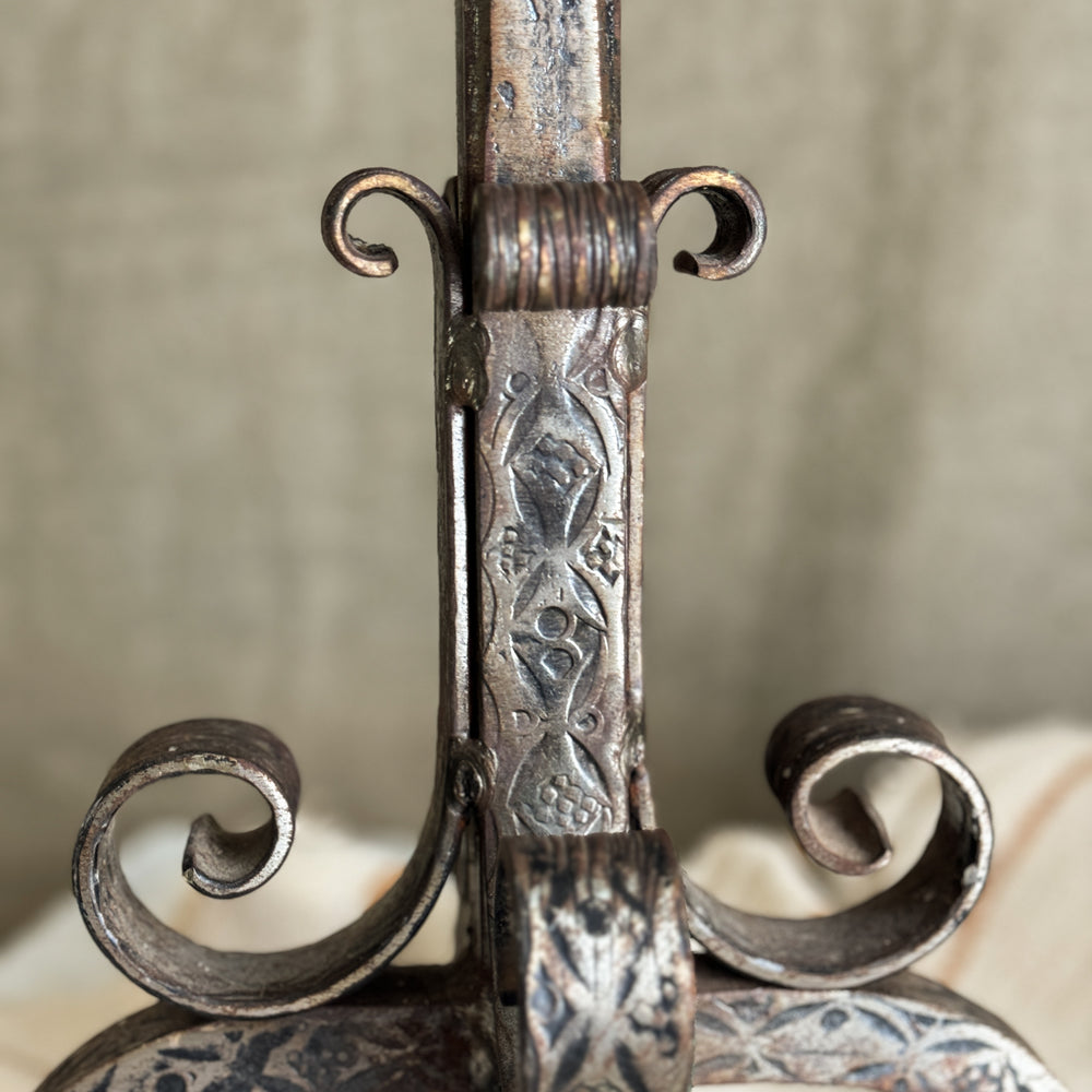 Vintage iron Brutalist candleholder