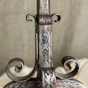 Vintage iron Brutalist candleholder