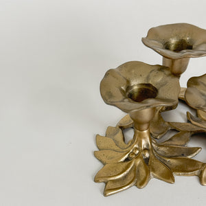 Vintage brass flower taper holder