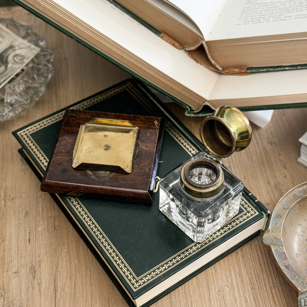 Vintage Wooden Base Inkwell